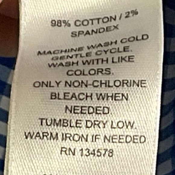 Vineyard Vines Classic Fit Tucker Shirt Long Sleeve Blue Gingham Cotton/Spandex - Picture 9 of 11